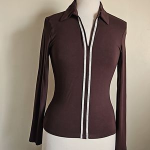 Trussardi crop shirt long sleeves brown size like small